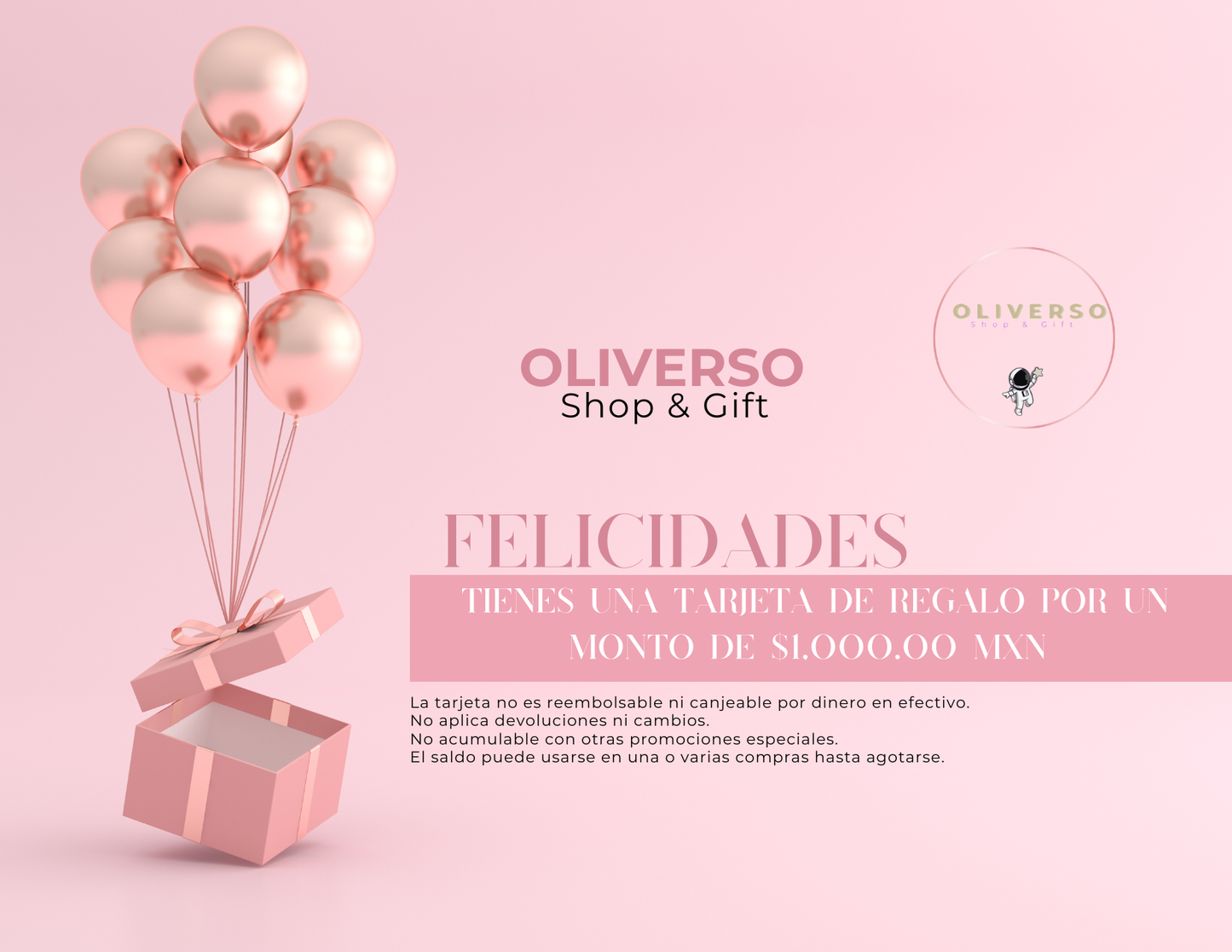 Tarjeta de Regalo Oliverso / Tema Rosa