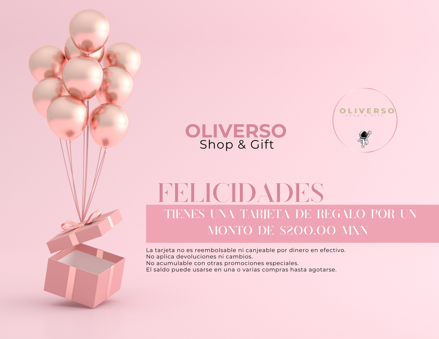 Tarjeta de Regalo Oliverso / Tema Rosa