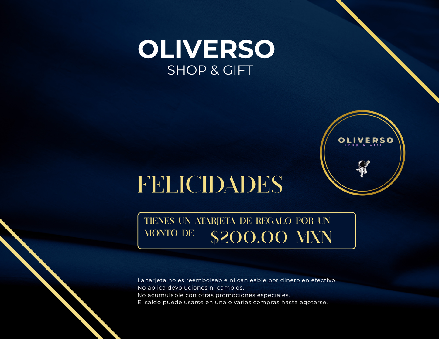 Tarjeta de regalo Oliverso / Tema Azul