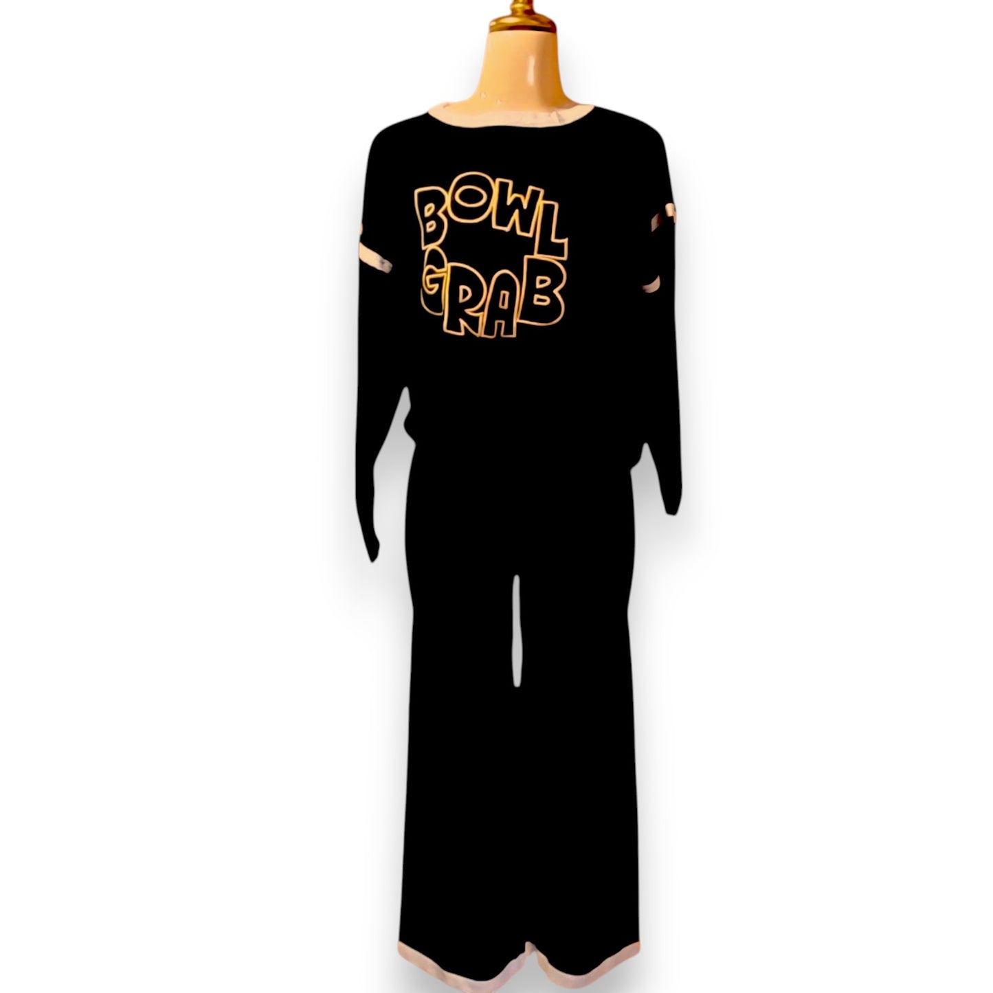 Conjunto acanalado con logo bordado – Pantalón pata ancha