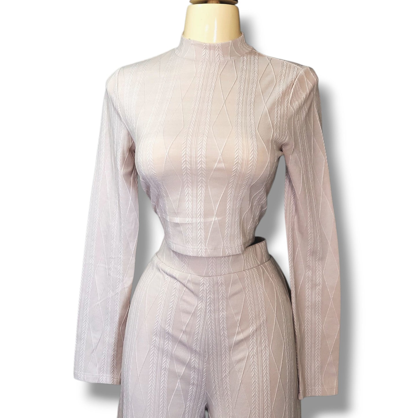 Conjunto de top manga larga y pantalón pata ancha – Estilo casual