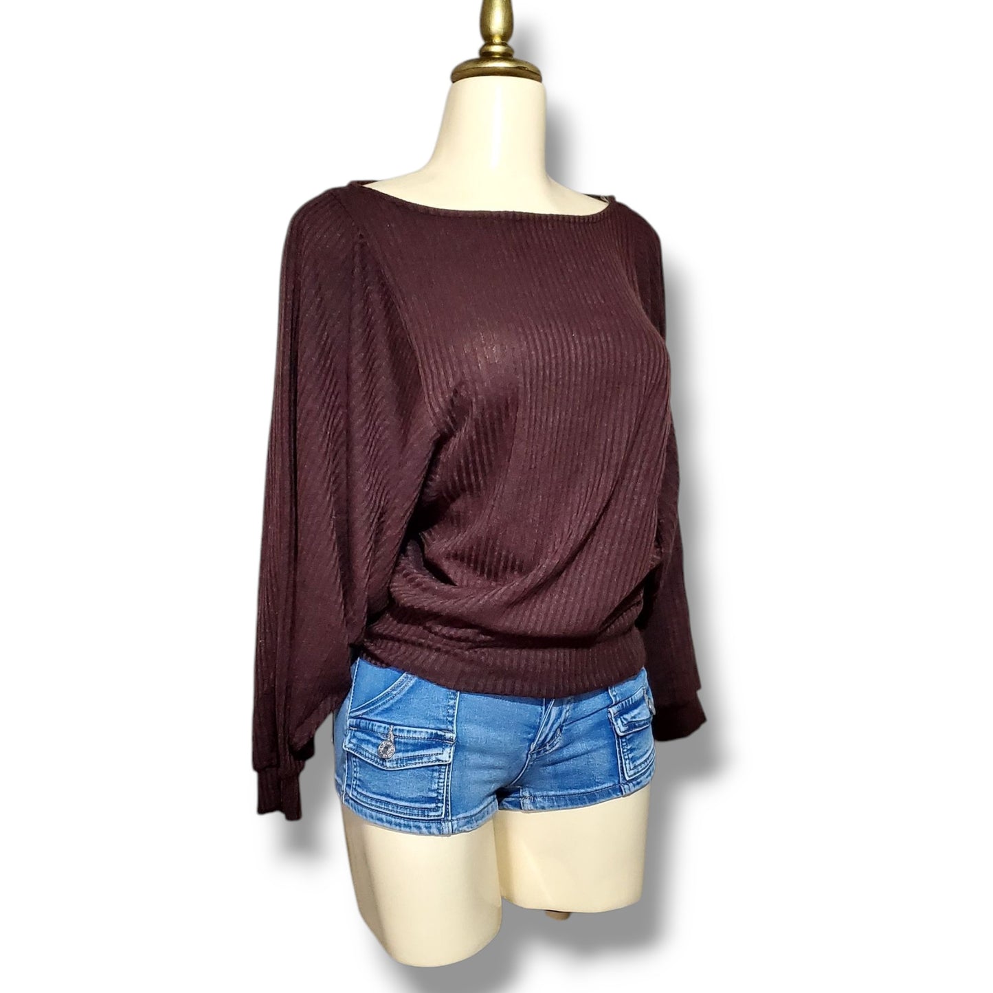 Blusa holgada de estilo drapeado con mangas anchas y elástico en cadera
