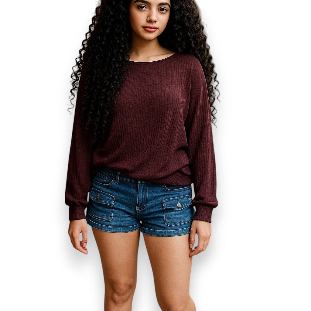 Blusa holgada de estilo drapeado con mangas anchas y elástico en cadera