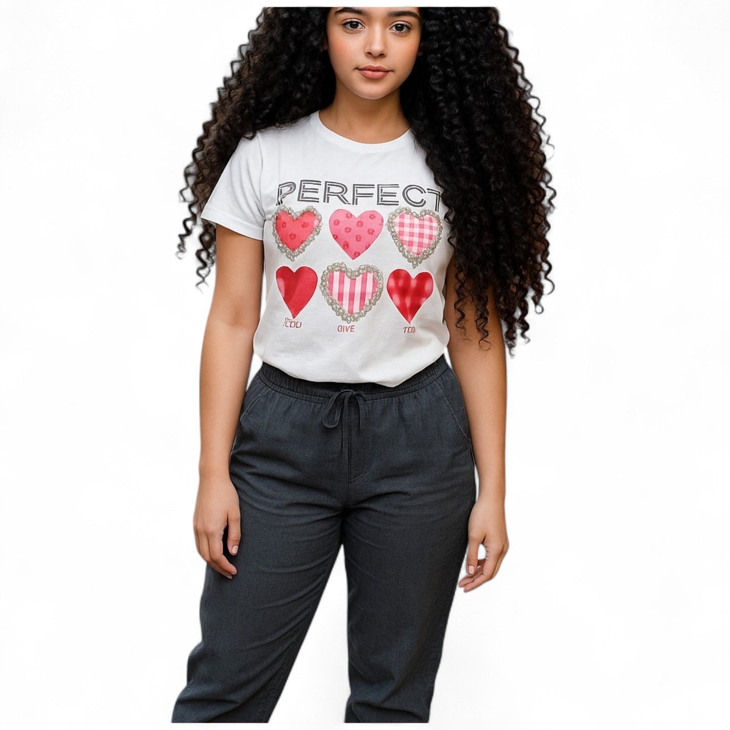 Camisa de cuello redondo con perlas y piedras remachadas