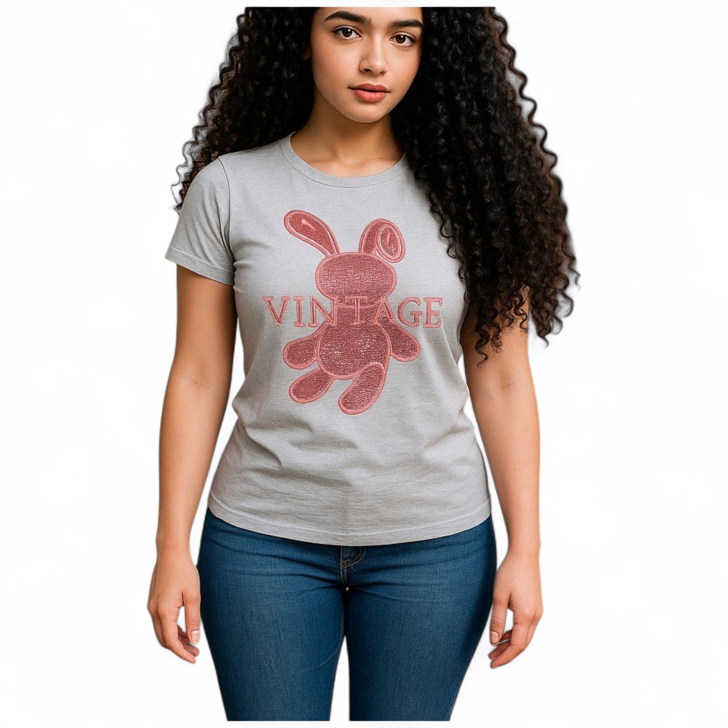 Blusa vintage con osito y detalles de piedras