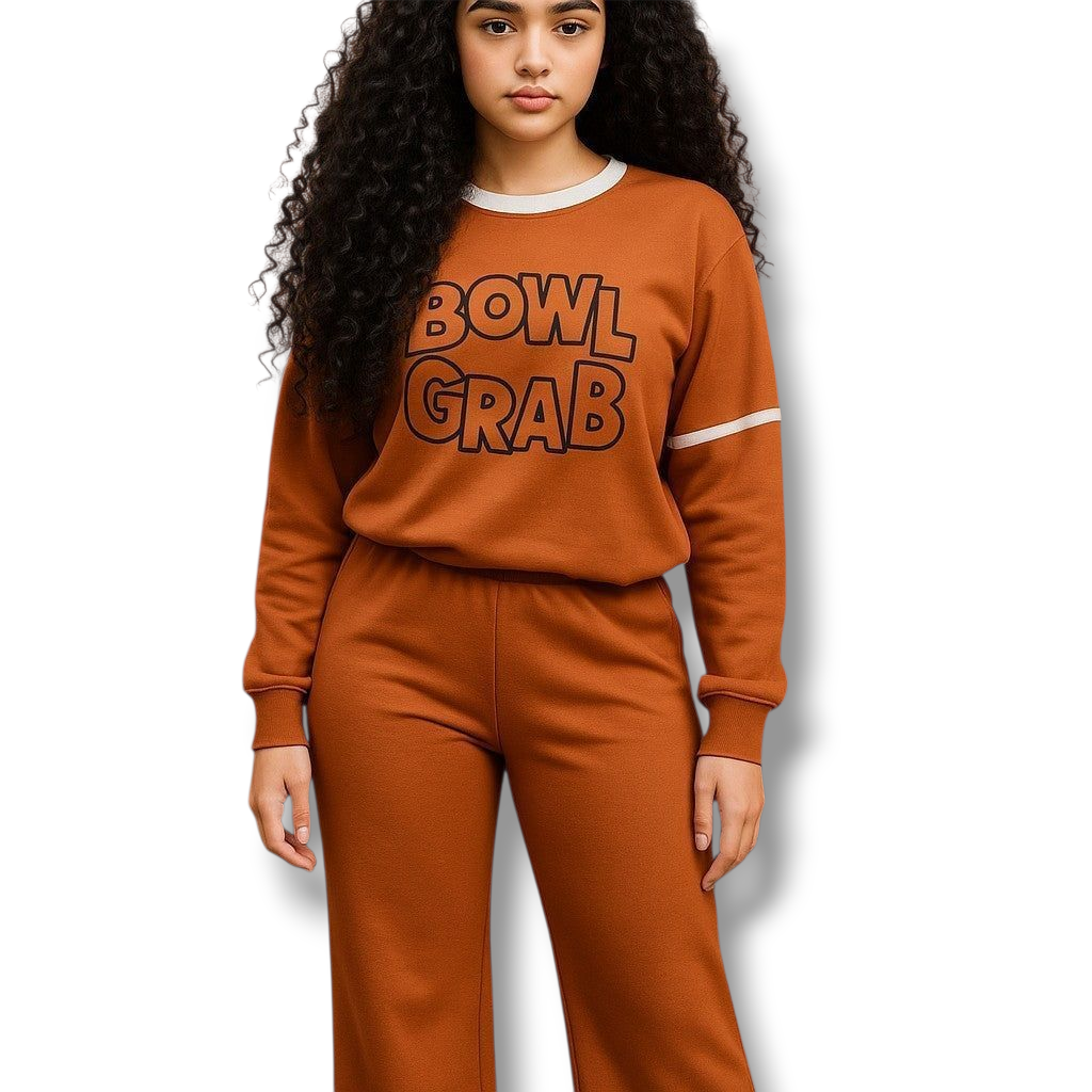 Conjunto acanalado con logo bordado – Pantalón pata ancha