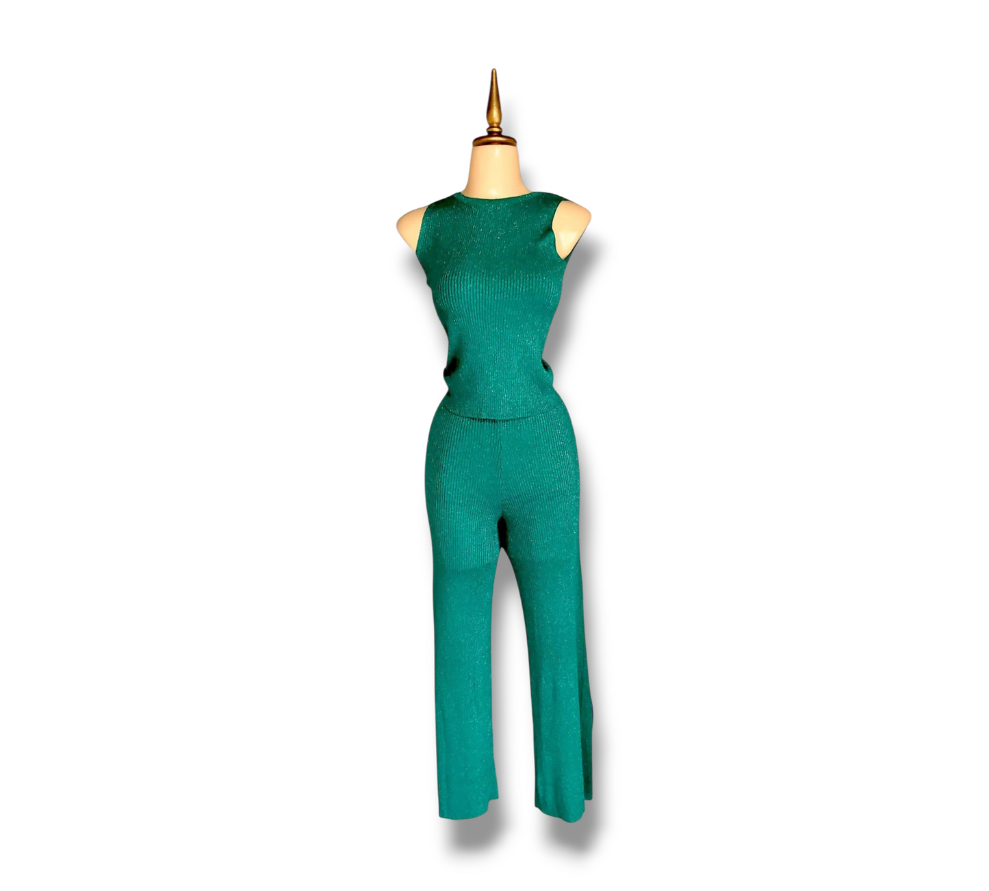 Conjunto de blusa sin mangas y pantalón – Escote en espalda con collar desmontable