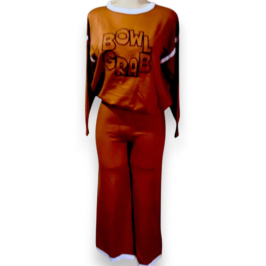 Conjunto acanalado con logo bordado – Pantalón pata ancha