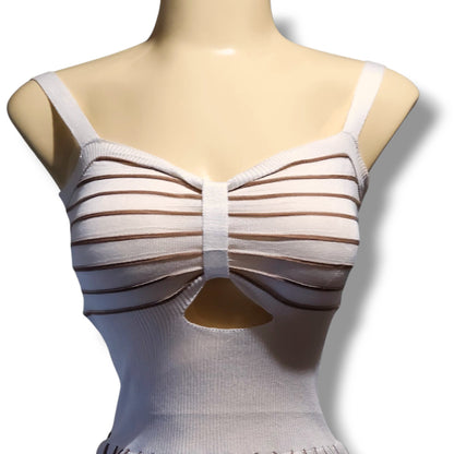 Vestido corto de tirantes con rayas combinadas