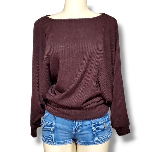 Blusa holgada de estilo drapeado con mangas anchas y elástico en cadera