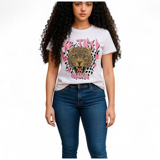 Playera con estampado de tigres y piedras decorativas